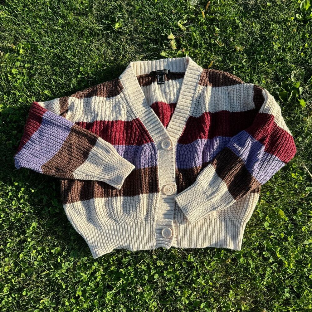 F21 Color Block Chunky Striped Cardigan - image 1